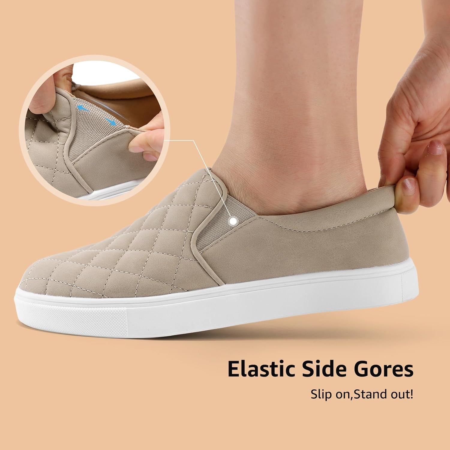 Loafers for Women Memory Foam Slip on Sneakers Elees Quilted 1.0 Comfort Fall Shoes