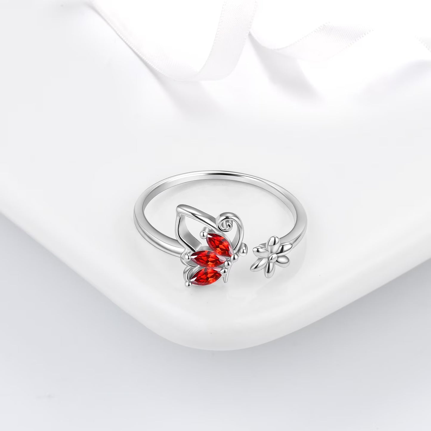 January Birthstone Jewelry Set Red Butterfly Garnet Fine Necklace/Earrings/Ring/Bracelet Sterling Silver Women Xmas Birthday Mother'S Day Gifts