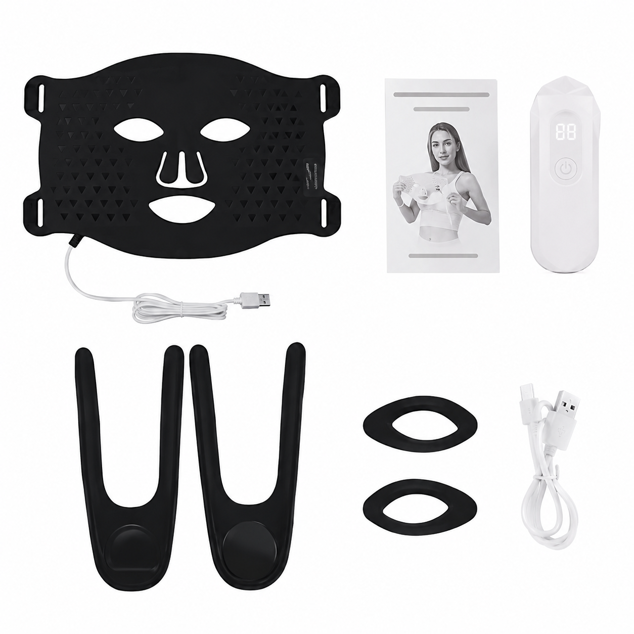 Wireless LED Face Mask with Neck 7 Colors LED Silicone Mask Photon Beauty Mask Skin Tighten Repair Skin Flexible Facial Mask