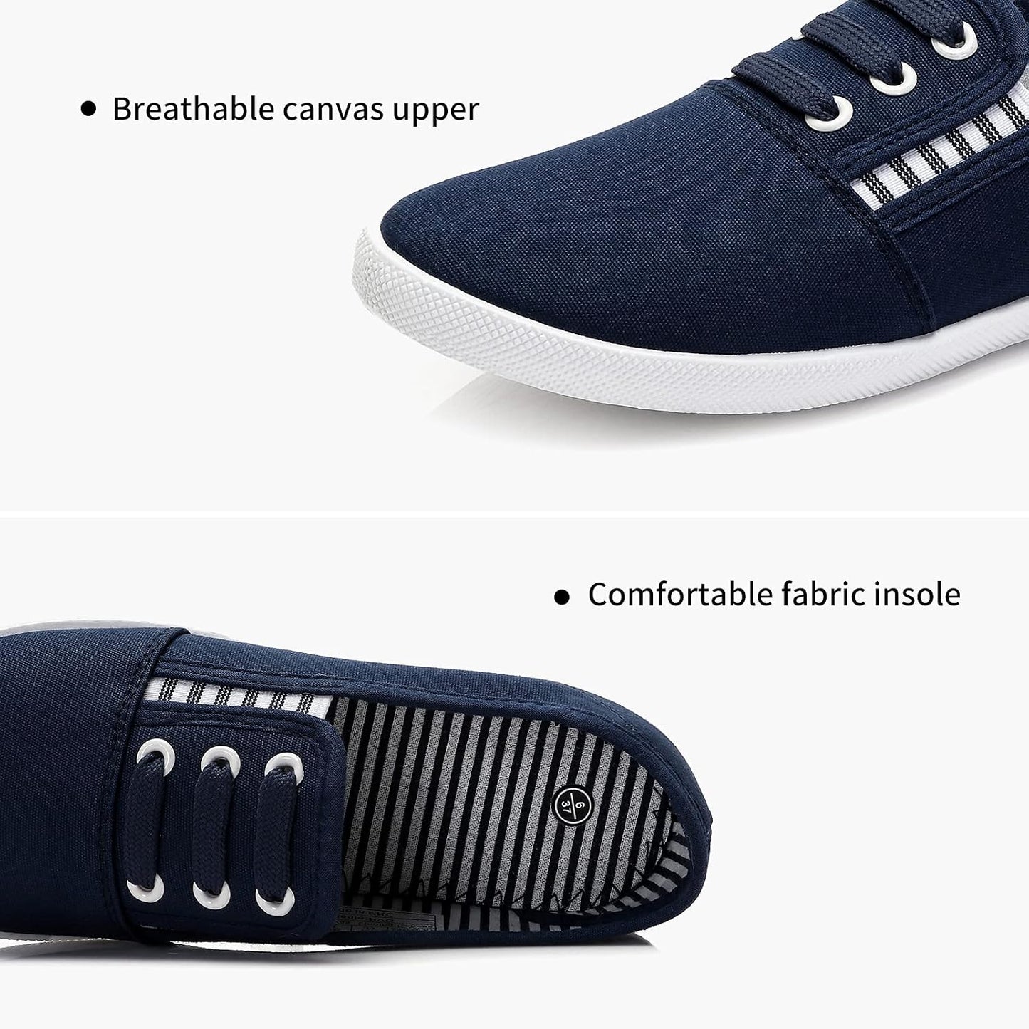 Women'S Canvas Slip on Sneakers - Casual Walking Shoes, Non Slip Work Shoes