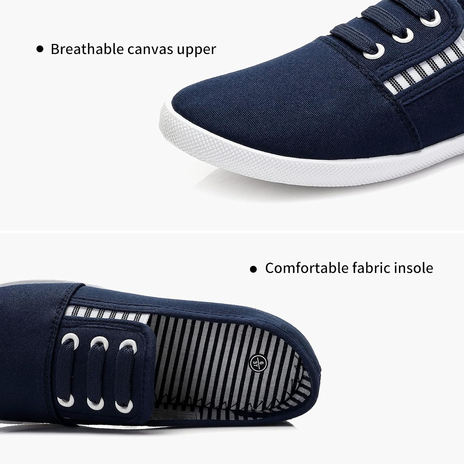 Women'S Canvas Slip on Sneakers - Casual Walking Shoes, Non Slip Work Shoes
